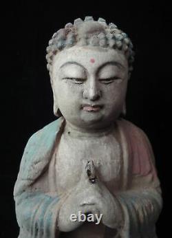 Old Large Chinese Wooden Hand Carving Shakyamuni Buddha Statue Sculpture
