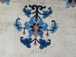 Old Traditional Hand Made Chinese Rug Oriental Blue Wool Large Rug 242x154cm