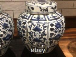 PR EARLY 20th CENTURY LARGE BLUE & WHITE ORIENTAL GINGER JARS