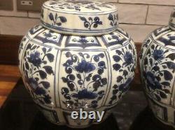 PR EARLY 20th CENTURY LARGE BLUE & WHITE ORIENTAL GINGER JARS