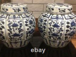 PR EARLY 20th CENTURY LARGE BLUE & WHITE ORIENTAL GINGER JARS