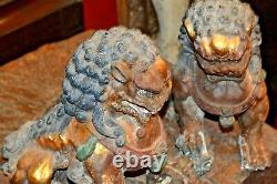 Pair Large Antique 19th Century Chinese Cast Iron Fo Dogs/Temple Lions, c1890