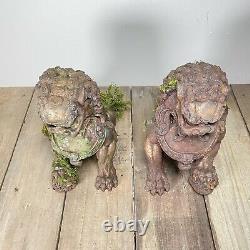 Pair Large Antique 19th Century Chinese Cast Iron Foo Dogs Temple Lions c1890