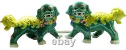 Pair Large Antique Early 20th Century Chinese Porcelain Foo Dog Figurines