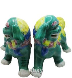 Pair Large Antique Early 20th Century Chinese Porcelain Foo Dog Figurines