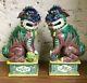 Pair Large Antique Polychrome Foo Dogs Statues Circa 1900