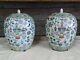 Pair Of 2 Antique Chinese Famille Rose Large Lidded Jars Hundred Treasures