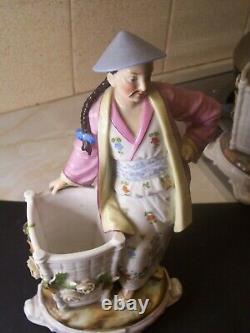 Pair of Large ANTIQUE GERMAN PORCELAIN CHINESE FIGURES