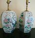 Pair Of Large Antique Chinese Famille Rose Porcelain Ginger Jar Lamps