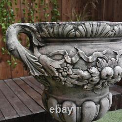 Pair of Large Antique Stone Cast Vases