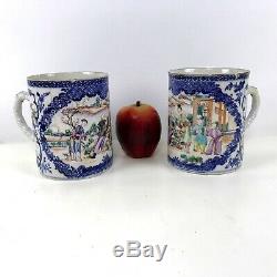 Pair of Large Matching 18th Century Chinese Porcelain Export Mugs