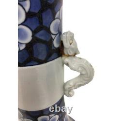 Pair of vintage Chinese Blue & White Porcelain Beaker/Vase 18th c large Dragons