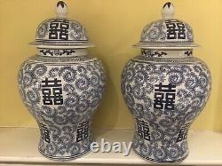 Pr Large Blue & White Temple Jars (eichholtz)