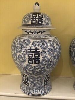 Pr Large Blue & White Temple Jars (eichholtz)