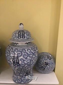 Pr Large Blue & White Temple Jars (eichholtz)