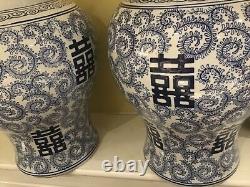 Pr Large Blue & White Temple Jars (eichholtz)