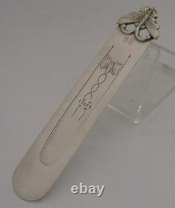 RARE LARGE CHINESE EXPORT SILVER BUTTERFLY & BAT BOOKMARK ANTIQUE c1890 KL