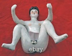 RARE Large ANTIQUE Erotica Chinese Nude Couple Porcelain Realistic Endowed NUDES