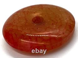 Rare Antique Chinese Chicken Blood Jade Large Pendant Disc Donut