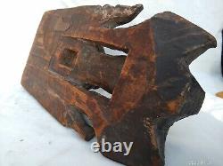 Rare Archaic Large Antique Chinese Tibetan Wood Red Lacquer Buddha & Attendant