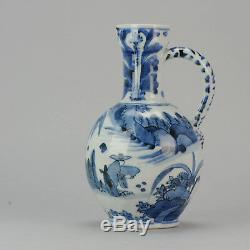 Rare Large Antique 17th Blue & White Arita Jug Japanese Porcelain Figures Japan