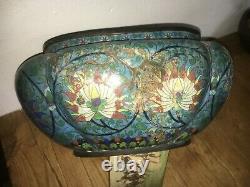 Rare Large Antique Cloisonne Brass Jardiniere