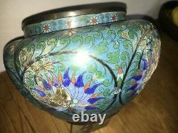 Rare Large Antique Cloisonne Brass Jardiniere