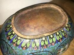 Rare Large Antique Cloisonne Brass Jardiniere