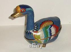 Rare Large Cloisonne Enamel Goose Jar Box