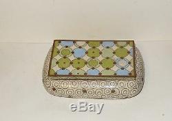 Rare Large Fabienne Jouvin Cloisonne Art Deco Design Enamel Bowl Humidor Jar Box