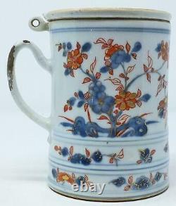 Rare Large Kangxi Chinese Imari Famille Rose Porcelain Mug Tankard With LID