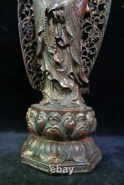 Rare Large Old Chinese Bronze GuanYin Buddha Statue Sculpture