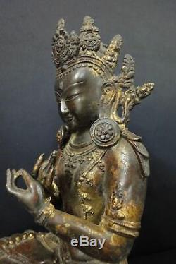 Rare Large Old Chinese Tibetan Bronze Buddha Seated Statue