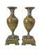 Rare Pair Large Champleve And Onyx Urns Candlesticks