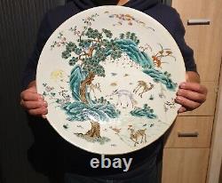 Rare large deer porcelain dishes Plate, China / Chinese, Qing Dynasty, 19th