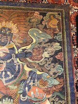 SUPERB LARGE ANTIQUE TIBETAN THANGKA OVER 4x3 FEET WONDERFUL CONDITION FOR AGE