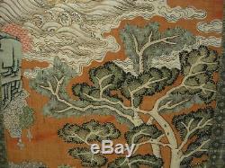 Set Of 4 Extra Large Antique Chinese Kesi Silk Panels/floor Screen, 90 X 22each