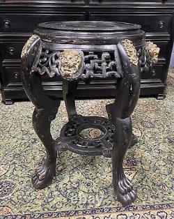 Stunning Large Antique 19th Century Chinese Ebonised Jardiniere Stand with Lions