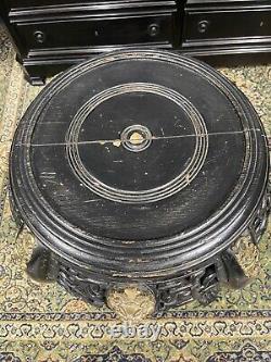 Stunning Large Antique 19th Century Chinese Ebonised Jardiniere Stand with Lions
