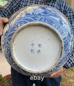 Superb 14 Large Antique Chinese Daoguang Blue And White Bowl