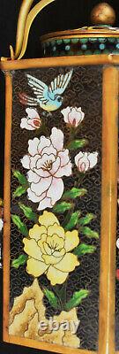 Superb Antique Enamel Cloisonne Chinese Large Teapot Bird & Flowers Design