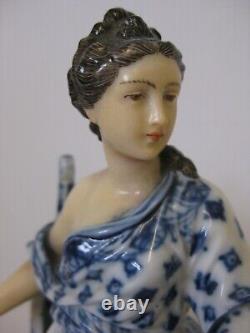 Superb Rare Antique Volkstedt Large Artist Figurine Blue