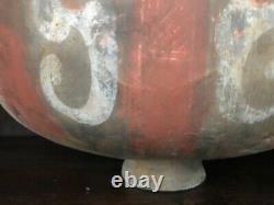 Two Large Antique Chinese Painted Silkworm Shaped Clay Pottery Vases, Han Dynasty
