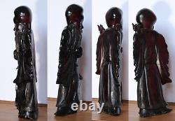 (UK POST ONLY) Large 2050g Chinese carved Faturan bakelite figure'cherry amber