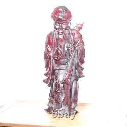 (UK POST ONLY) Large 2050g Chinese carved Faturan bakelite figure'cherry amber