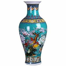 Ufengke Jingdezhen Large Fishtail Ceramic Floor Vase, Flower Vase Handmade Home