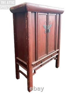 V Large Antique Red Chinese Oriental Wedding Cabinet, Storage Cupboard Drawers