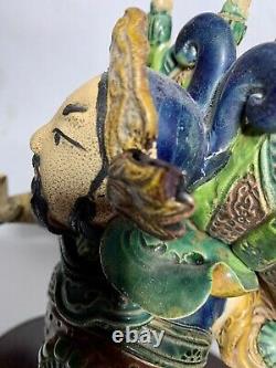 V Rare Antique Chinese Chinese Warrior Mudman Mounted Large 10