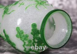 Very Fine Large Chinese Green Peking Glass Bonsai Tree Vase 9.5H