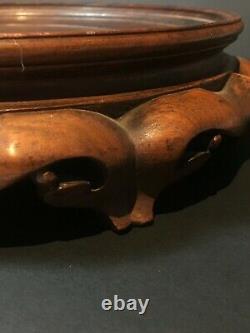 Very LARGE Chinese Carved Wood Vase Bowl Stand Display